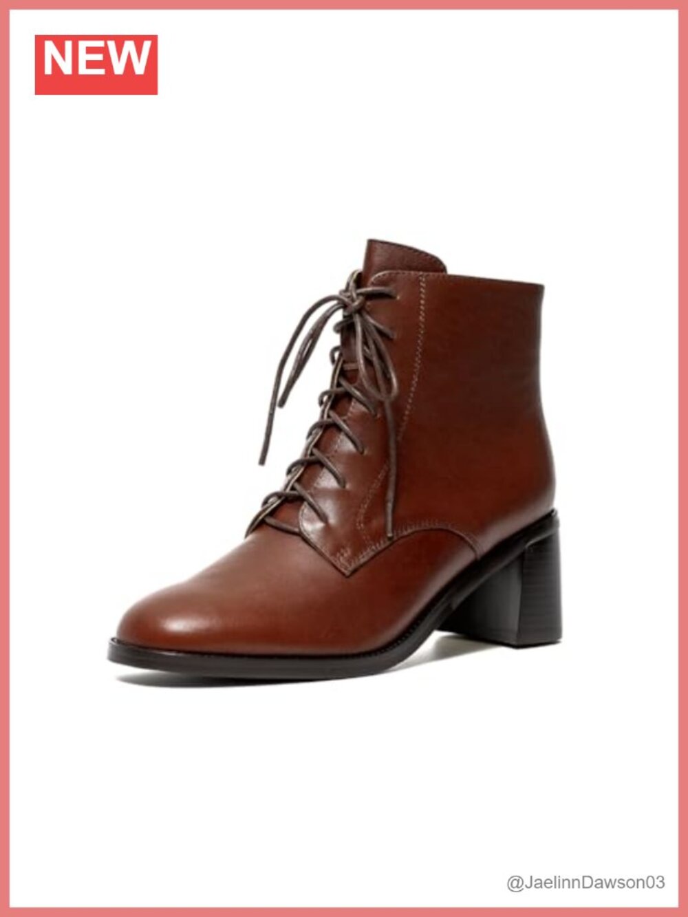 Lace-up Leather Block Heel Ankle Booties Women's